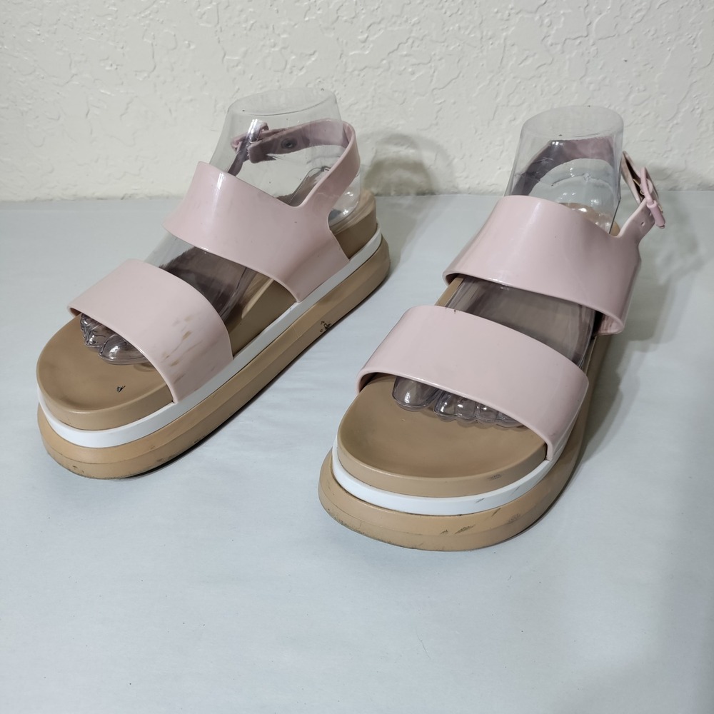 Melissa Mar Pink Jelly Platform Sandals Womens Size 9 Slingback Chunky Shoes